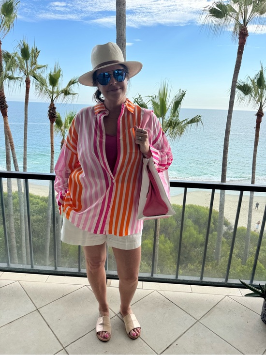 Beach Riot Tops - Beach Riot Alexa Top Sunset Stripe Button Down Shirt M Resort Cover Up